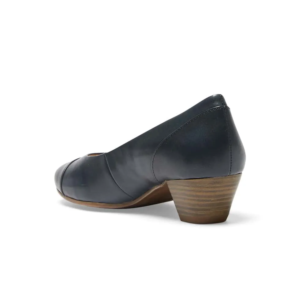 Acton Heel in Navy Leather