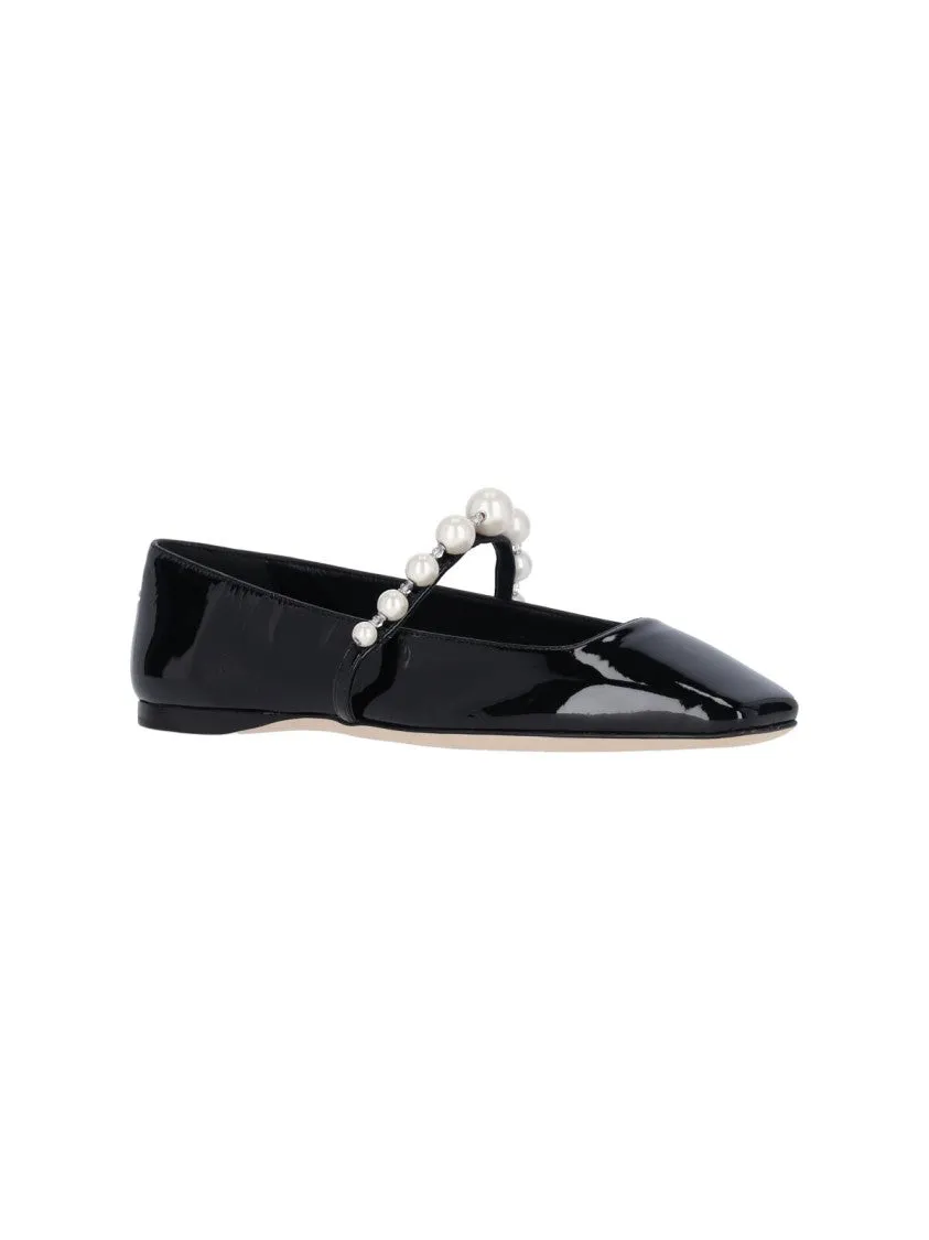 Ade" Square-Toe Ballerinas  Black