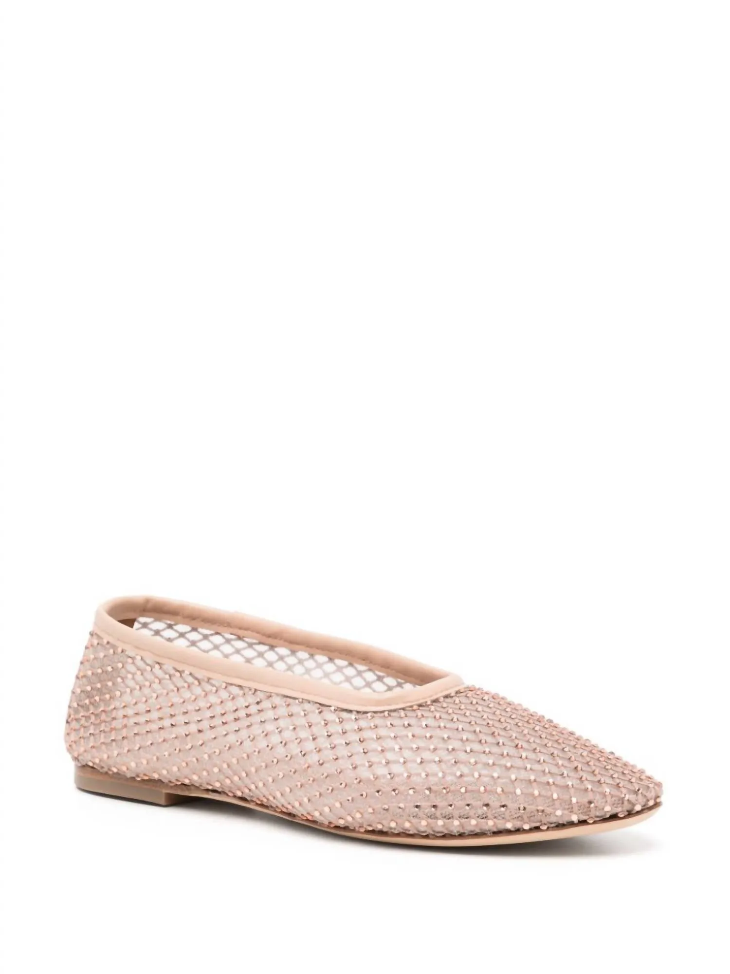 Alba Ballet Beaded Flat Shoes In Champagne Crystal Mesh