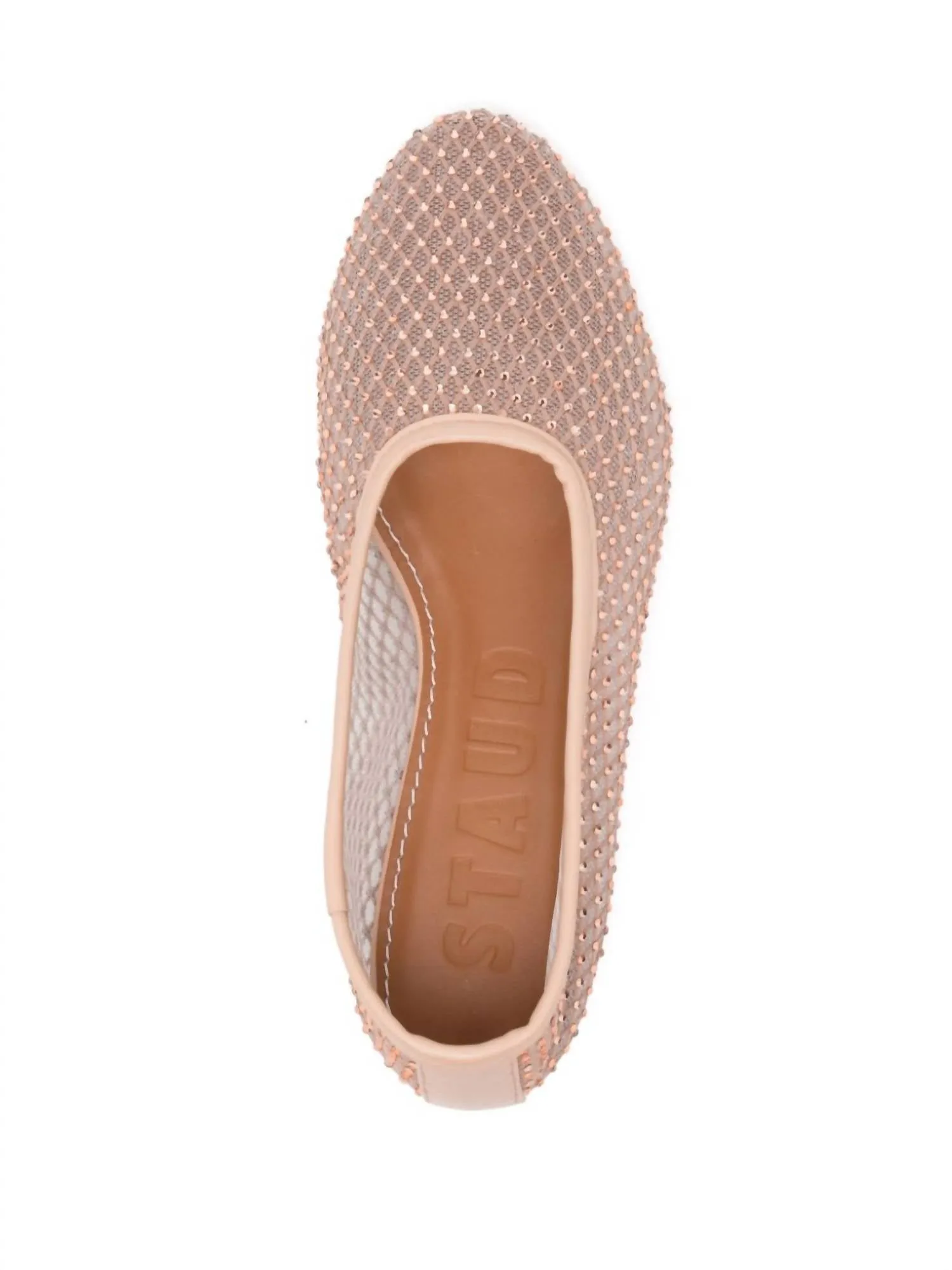 Alba Ballet Beaded Flat Shoes In Champagne Crystal Mesh