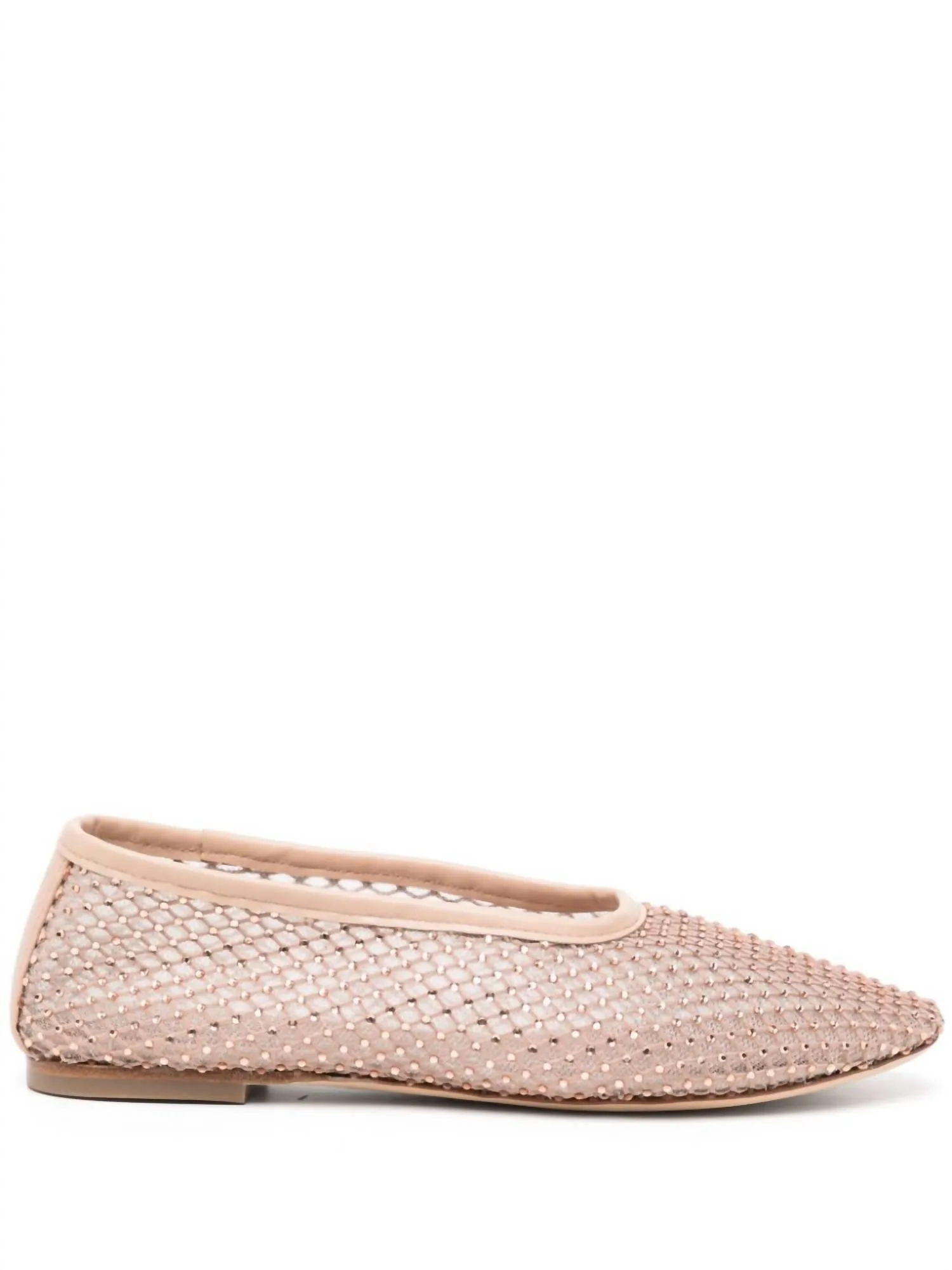 Alba Ballet Beaded Flat Shoes In Champagne Crystal Mesh