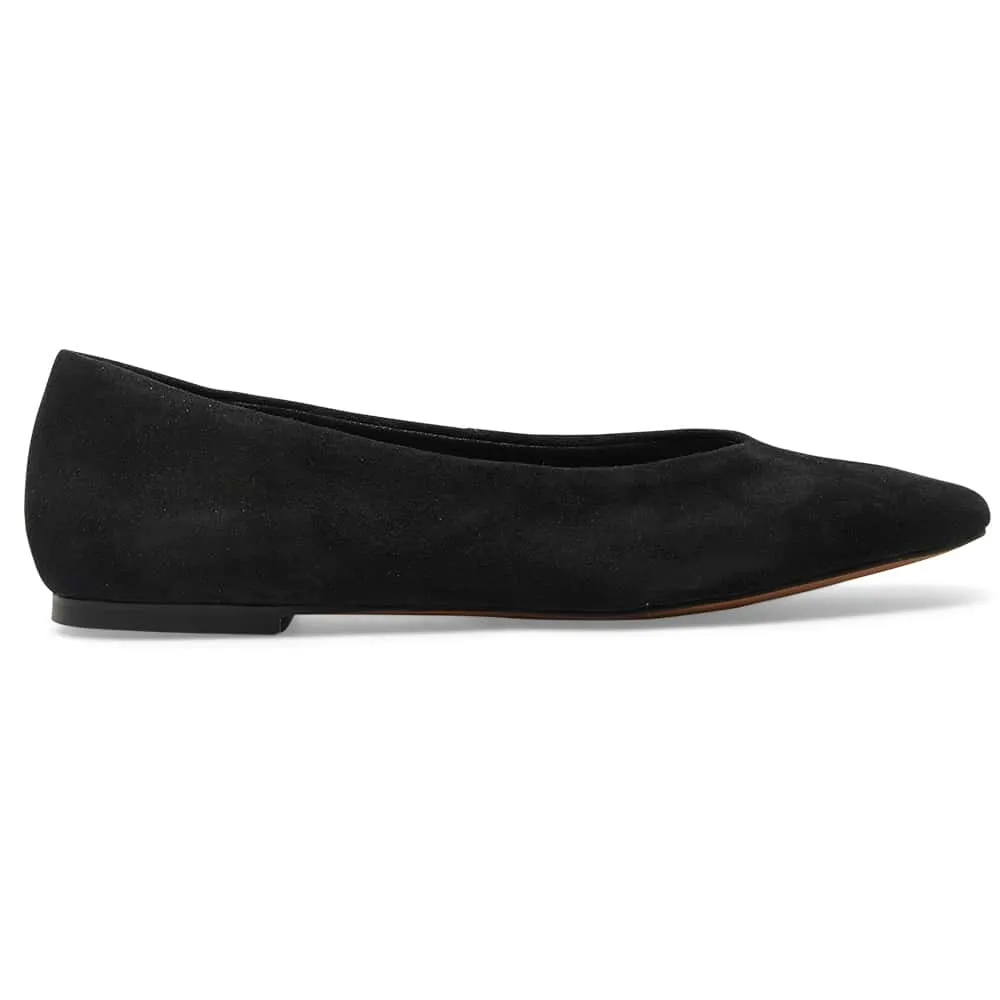 Amanda Flat in Black Suede