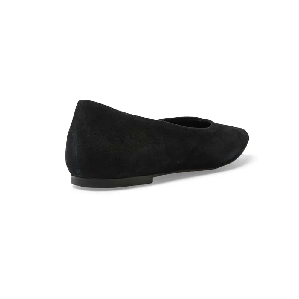 Amanda Flat in Black Suede