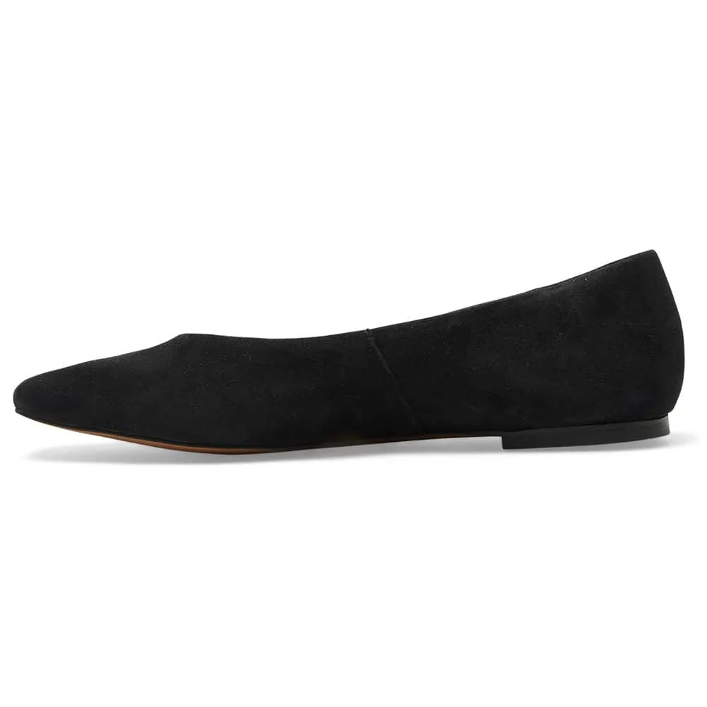 Amanda Flat in Black Suede