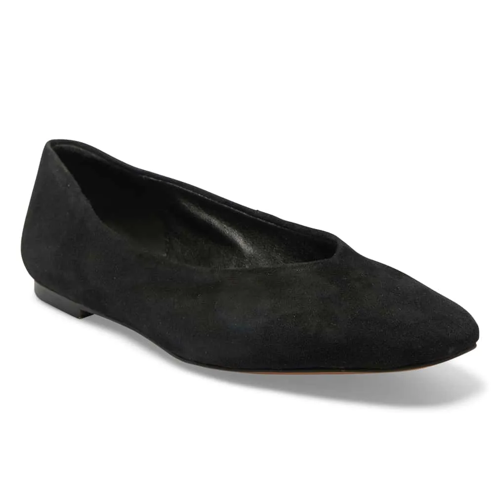 Amanda Flat in Black Suede