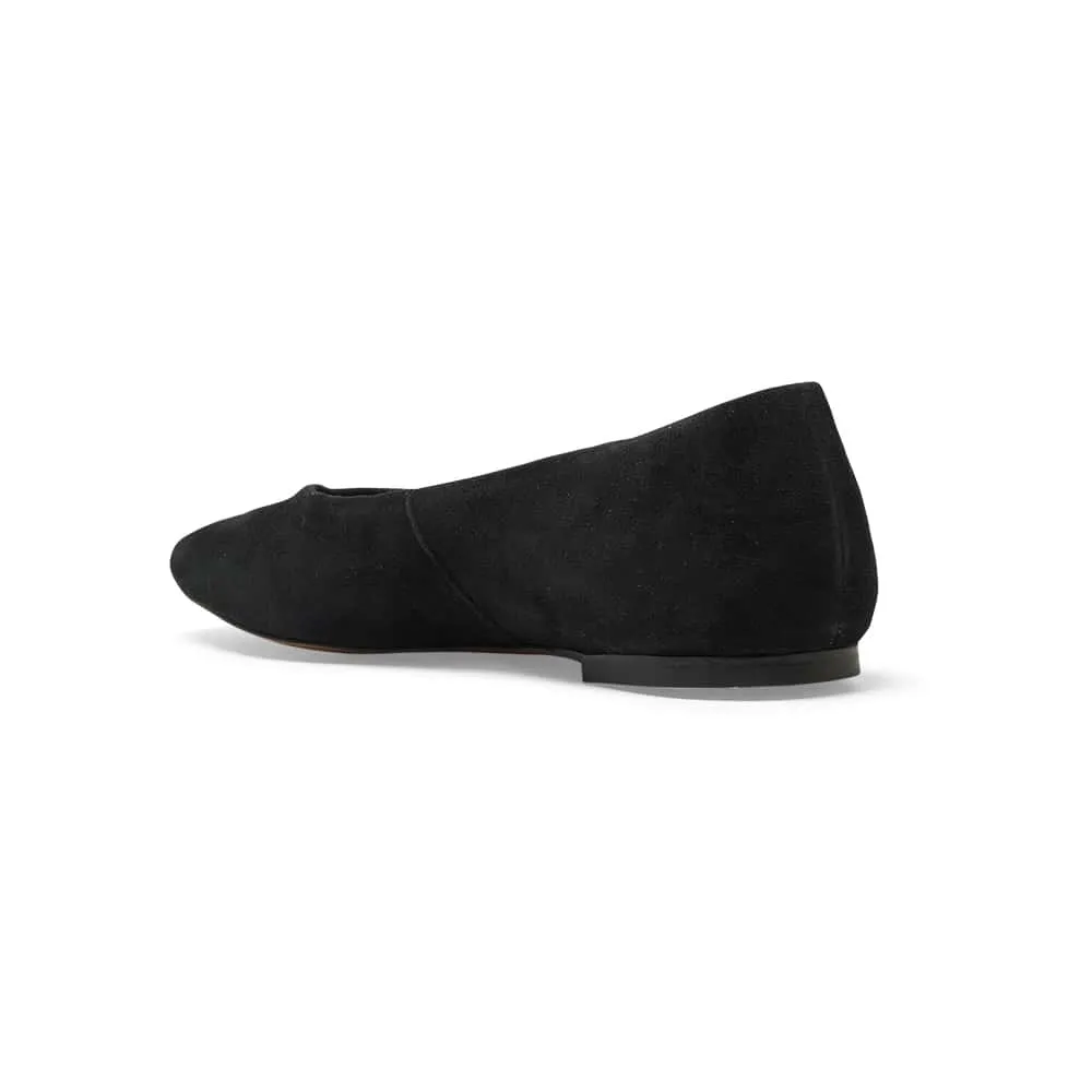 Amanda Flat in Black Suede
