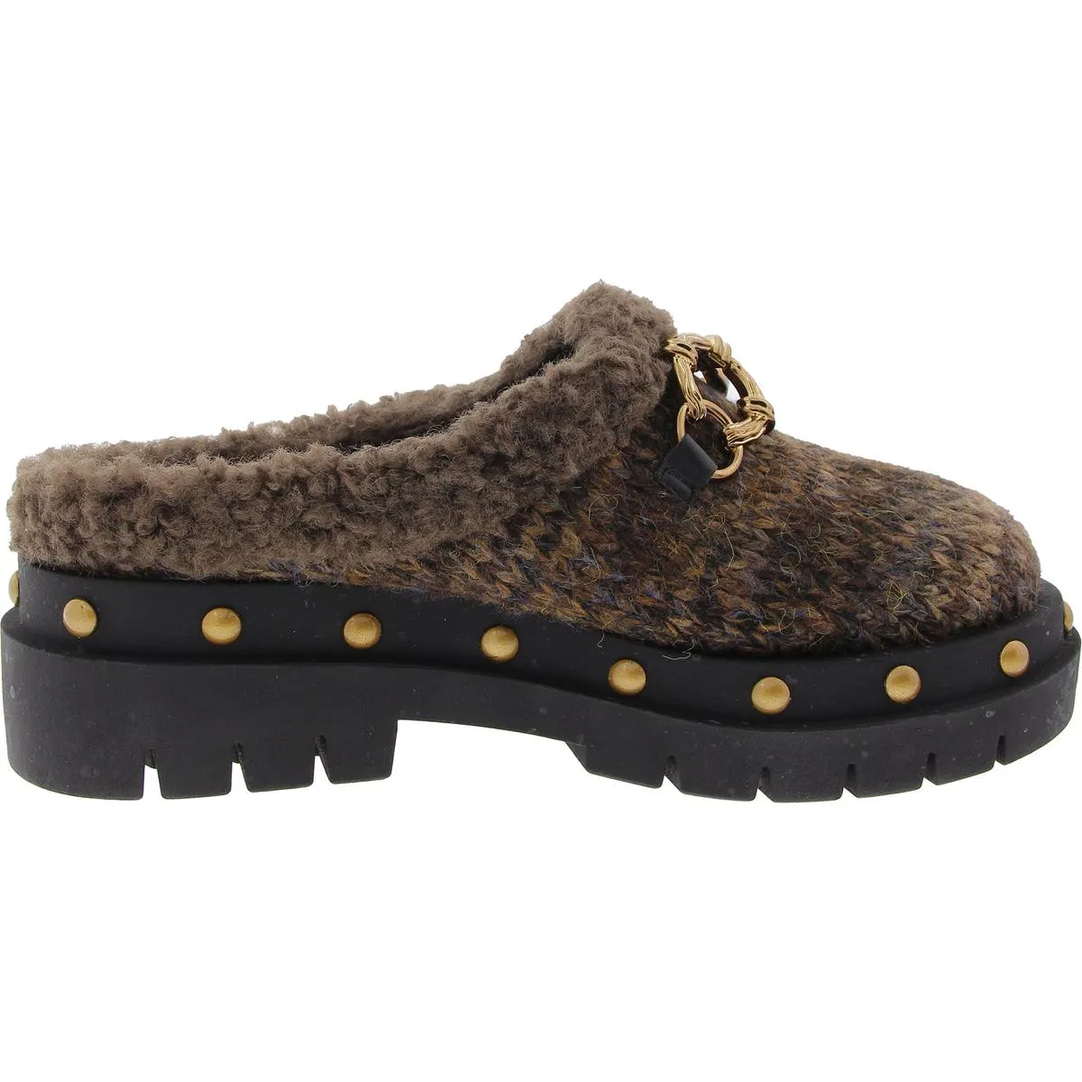 Annie Cozy Womens Faux Fur Knit Mules