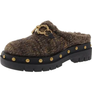 Annie Cozy Womens Faux Fur Knit Mules
