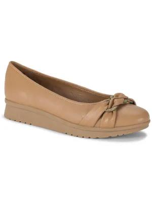 Aurora Womens Faux Leather Slip-On Ballet Flats