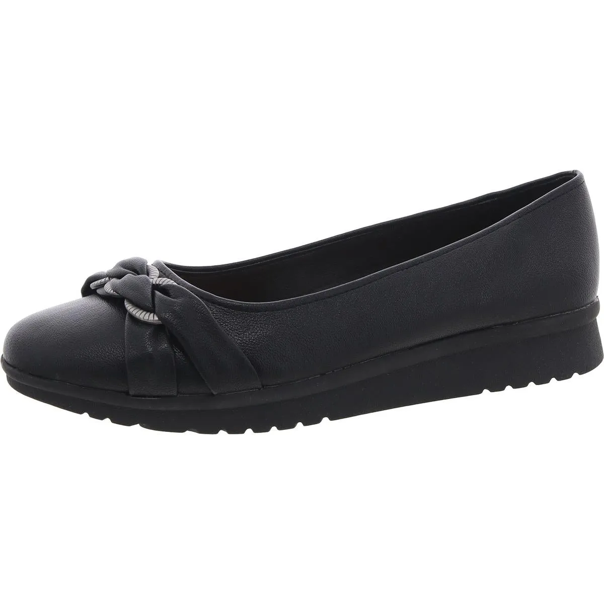 Aurora Womens Faux Leather Slip-On Ballet Flats