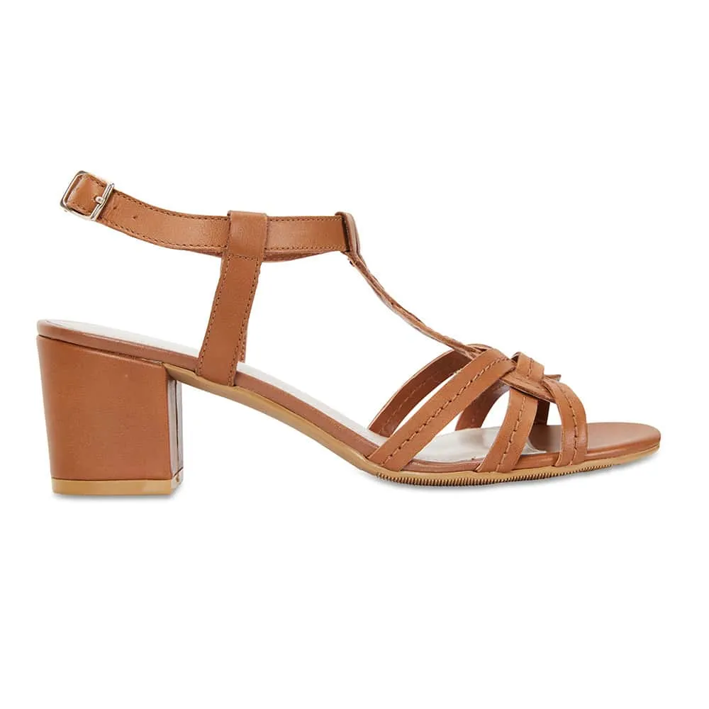 Avenue Heel in Cognac Leather
