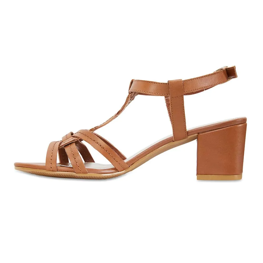 Avenue Heel in Cognac Leather