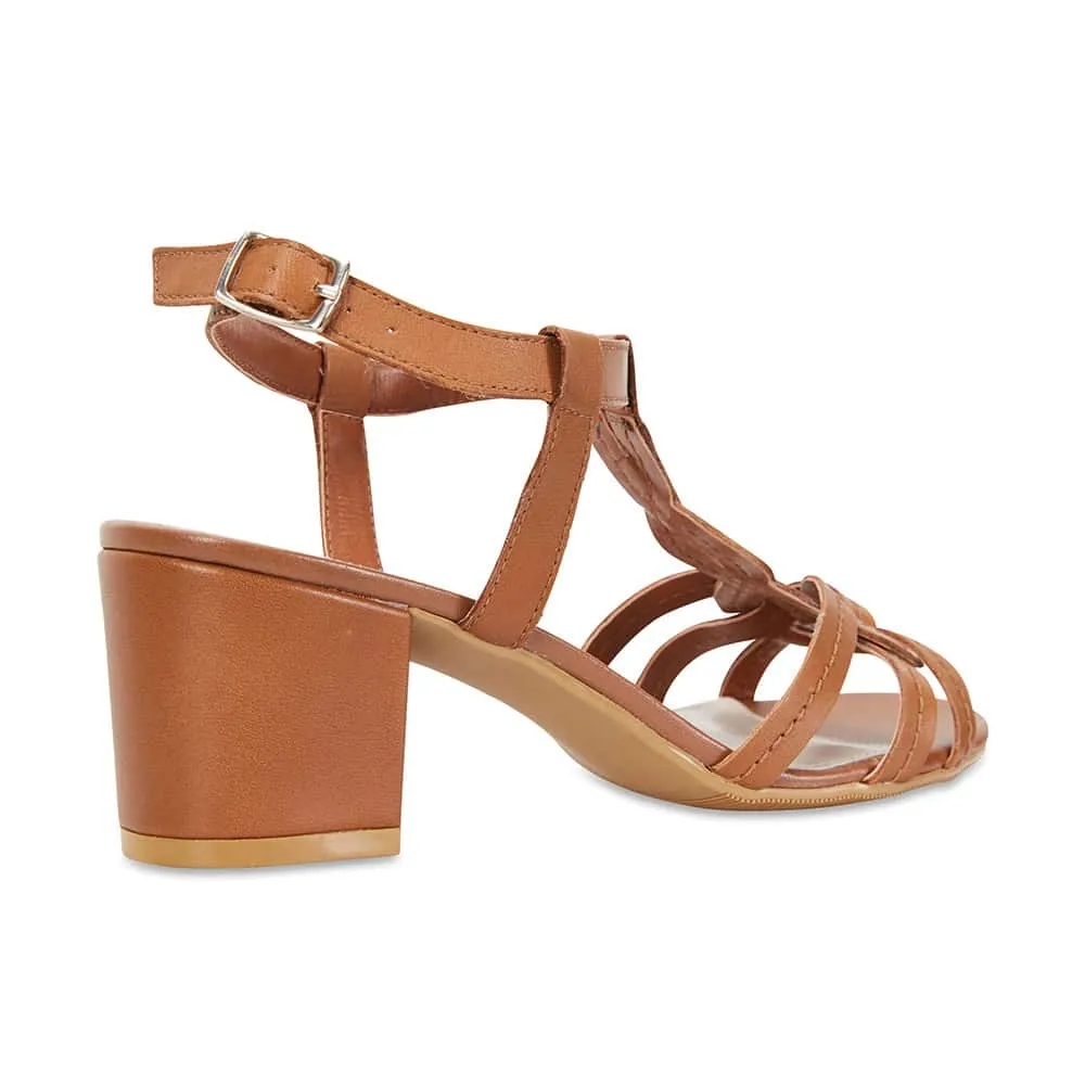 Avenue Heel in Cognac Leather