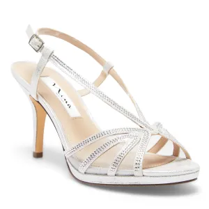Barbara Heel in Silver Satin