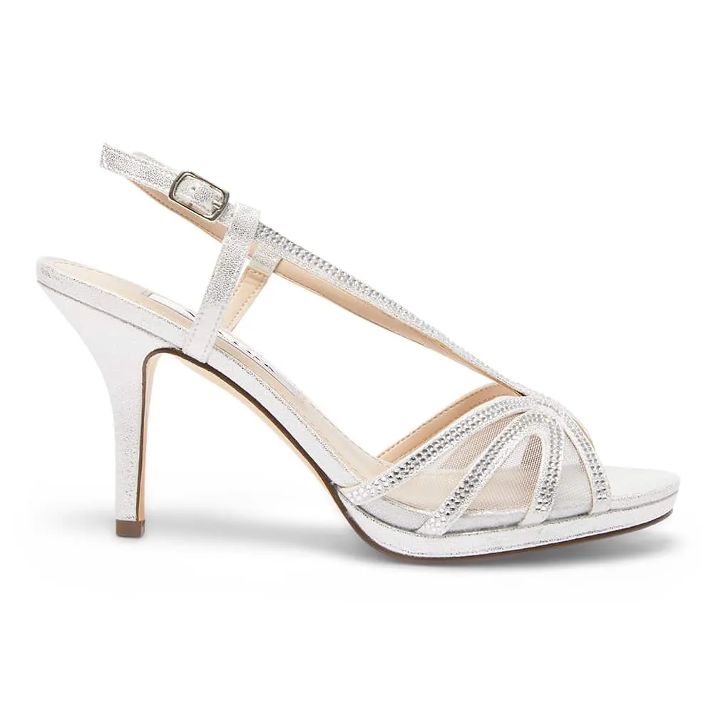 Barbara Heel in Silver Satin