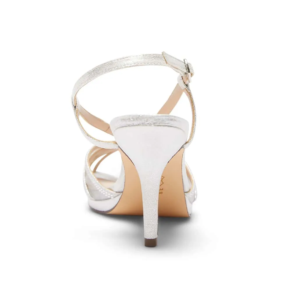 Barbara Heel in Silver Satin