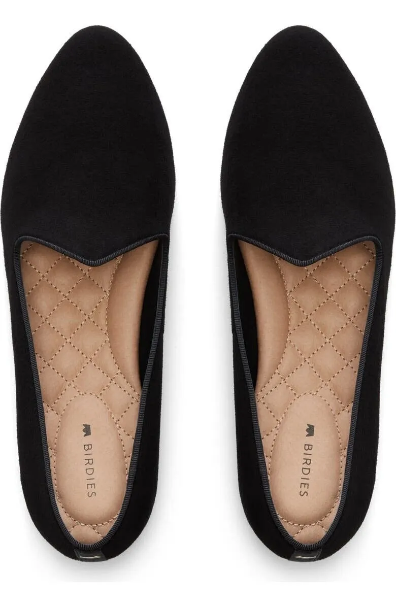 Birdies Heron Flat Women's US 8 Black Suede Almond Toe Comfort Slip-On KHD223