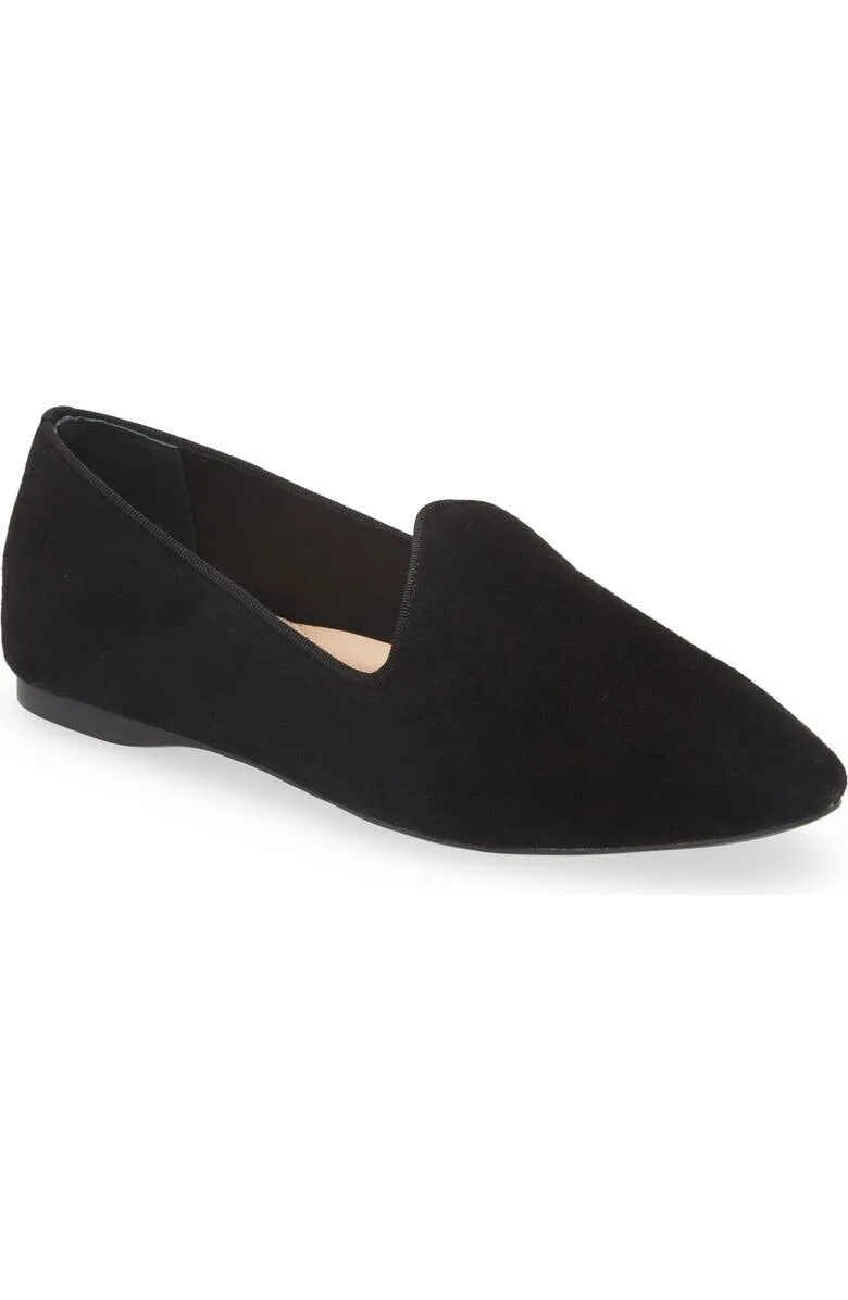 Birdies Heron Flat Women's US 8 Black Suede Almond Toe Comfort Slip-On KHD223