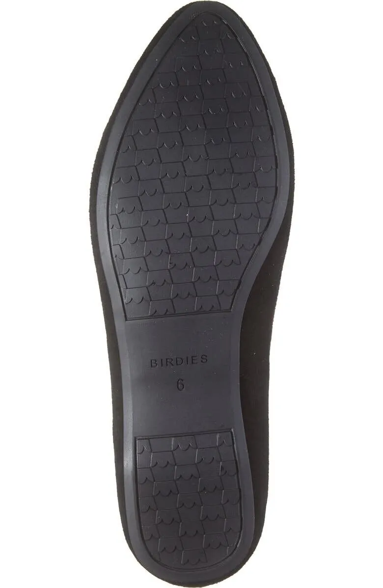 Birdies Heron Flat Women's US 8 Black Suede Almond Toe Comfort Slip-On KHD223