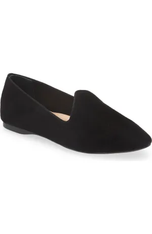 Birdies Heron Flat Women's US 8 Black Suede Almond Toe Comfort Slip-On KHD223
