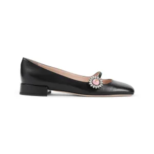 Black Goat Leather Ballerinas