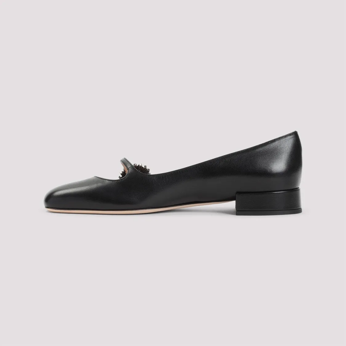 Black Goat Leather Ballerinas