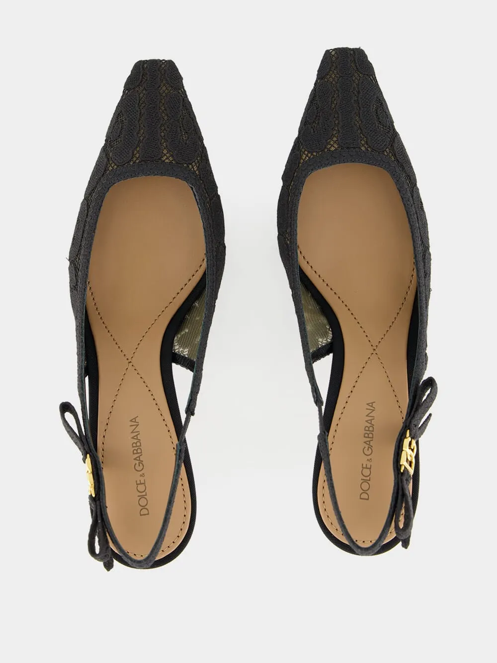Black Lace Slingback Pumps