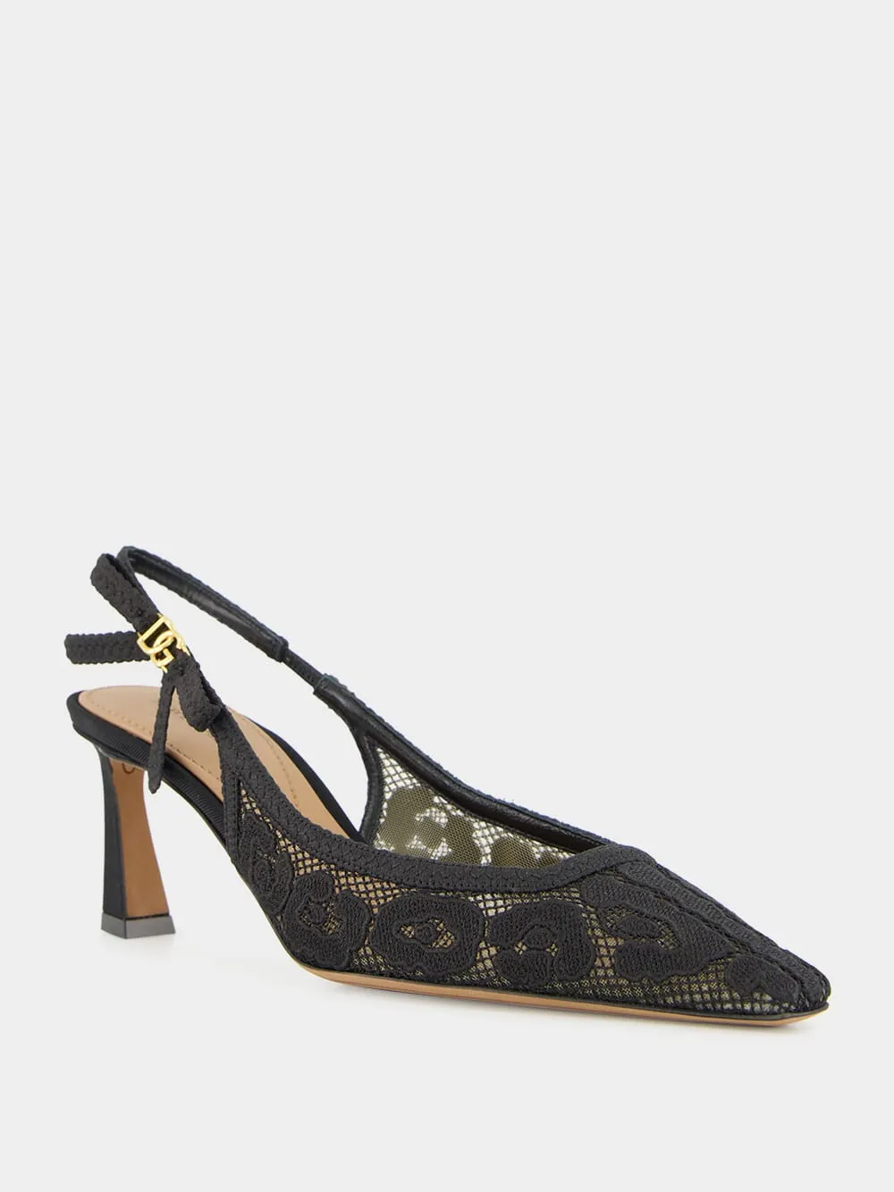 Black Lace Slingback Pumps