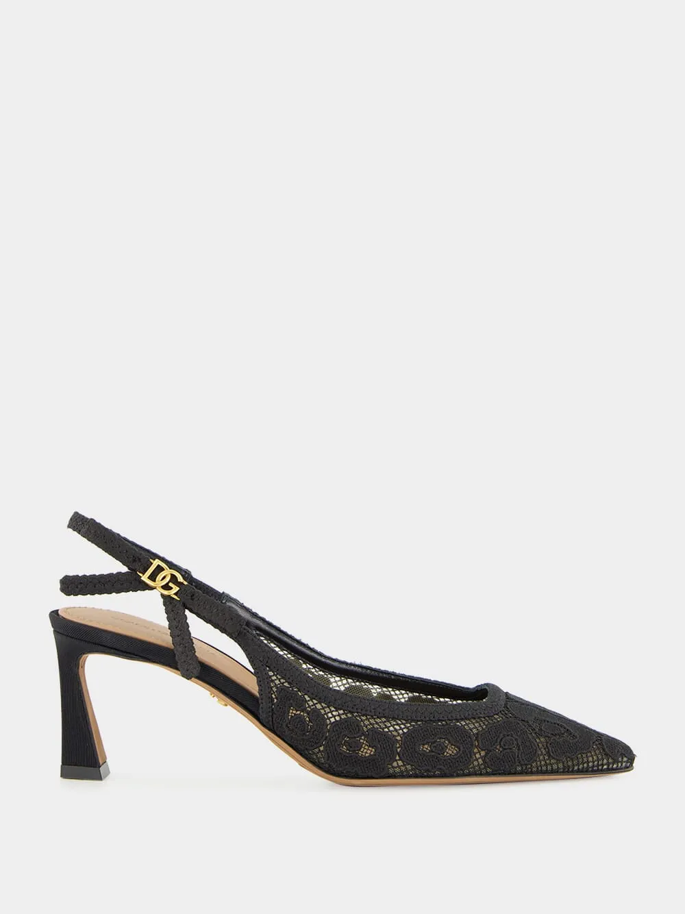 Black Lace Slingback Pumps
