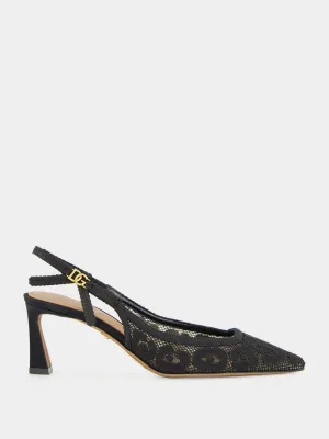 Black Lace Slingback Pumps