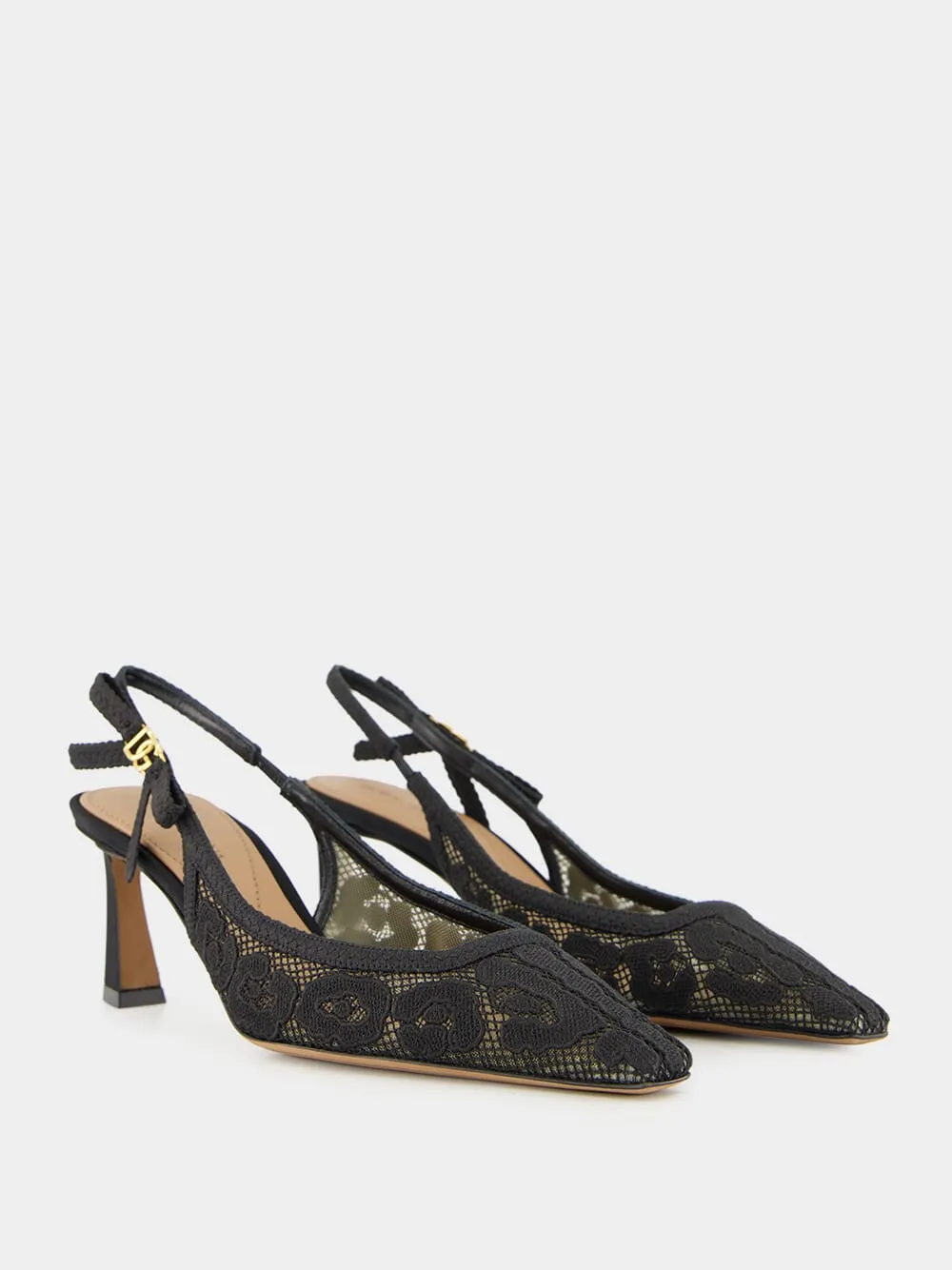 Black Lace Slingback Pumps
