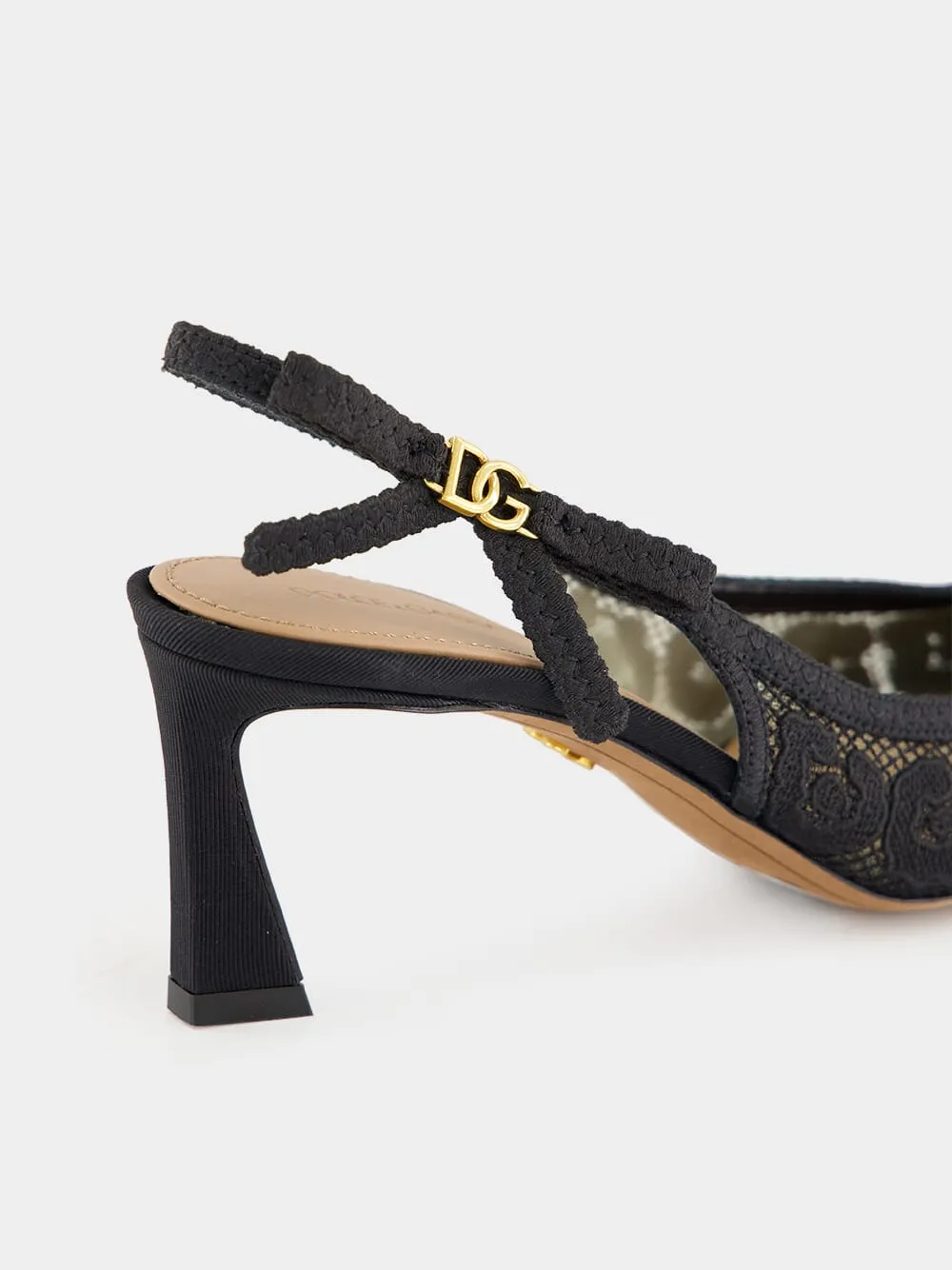 Black Lace Slingback Pumps