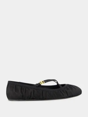 Black Satin Ballet Flats