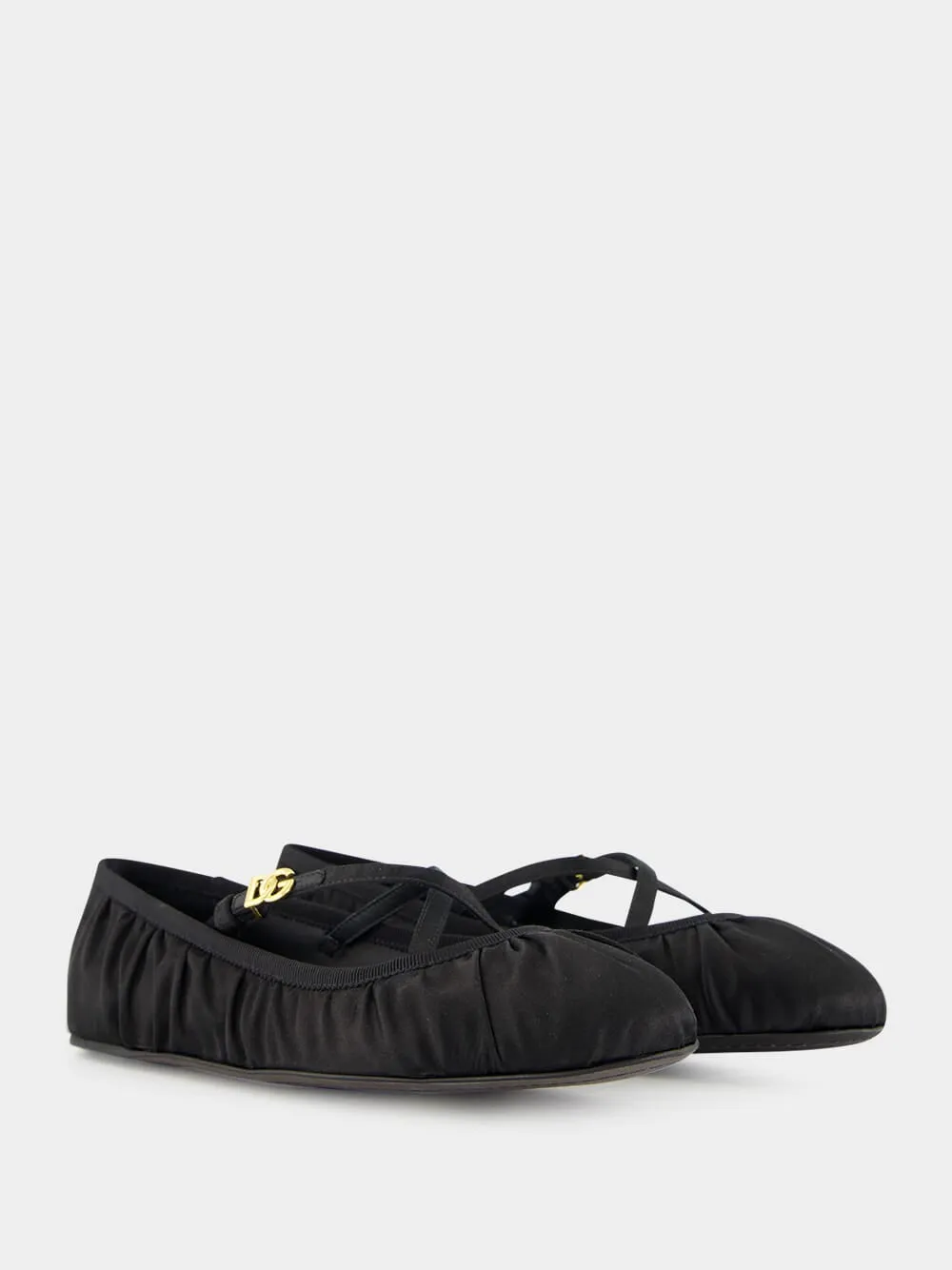 Black Satin Ballet Flats