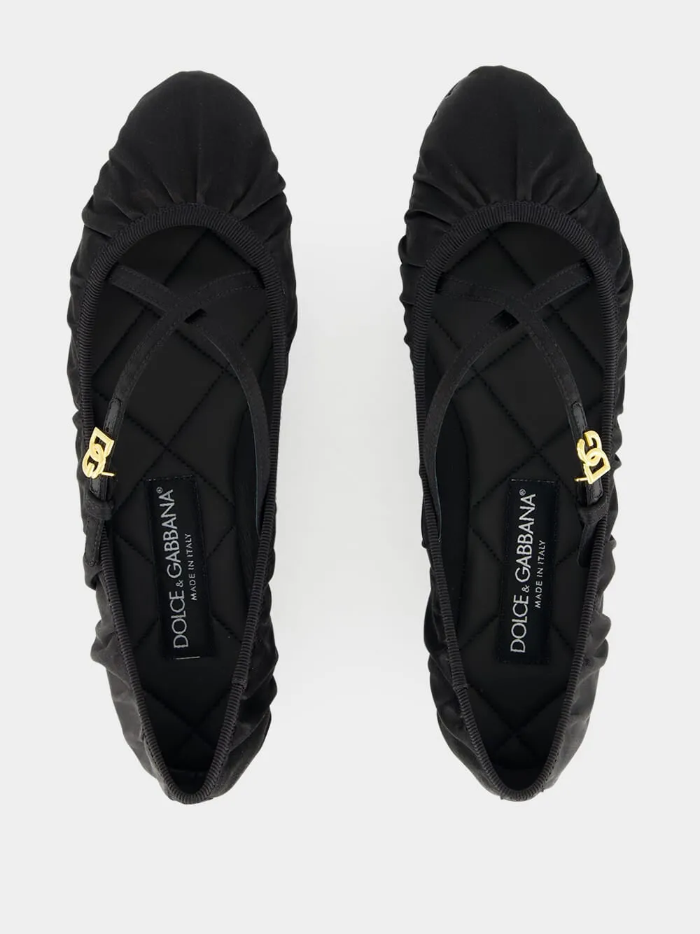 Black Satin Ballet Flats