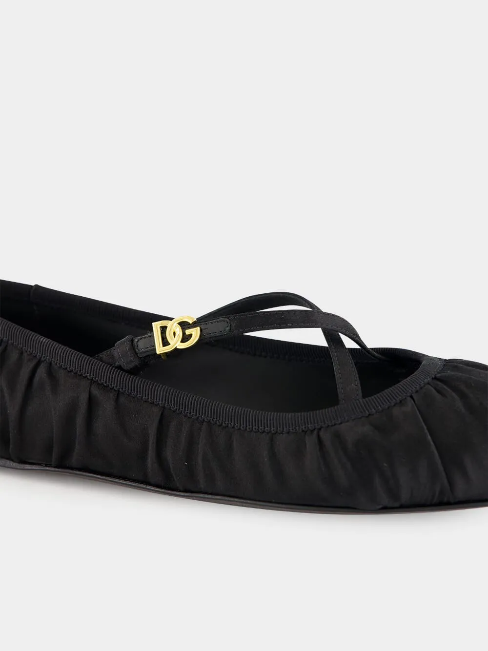 Black Satin Ballet Flats