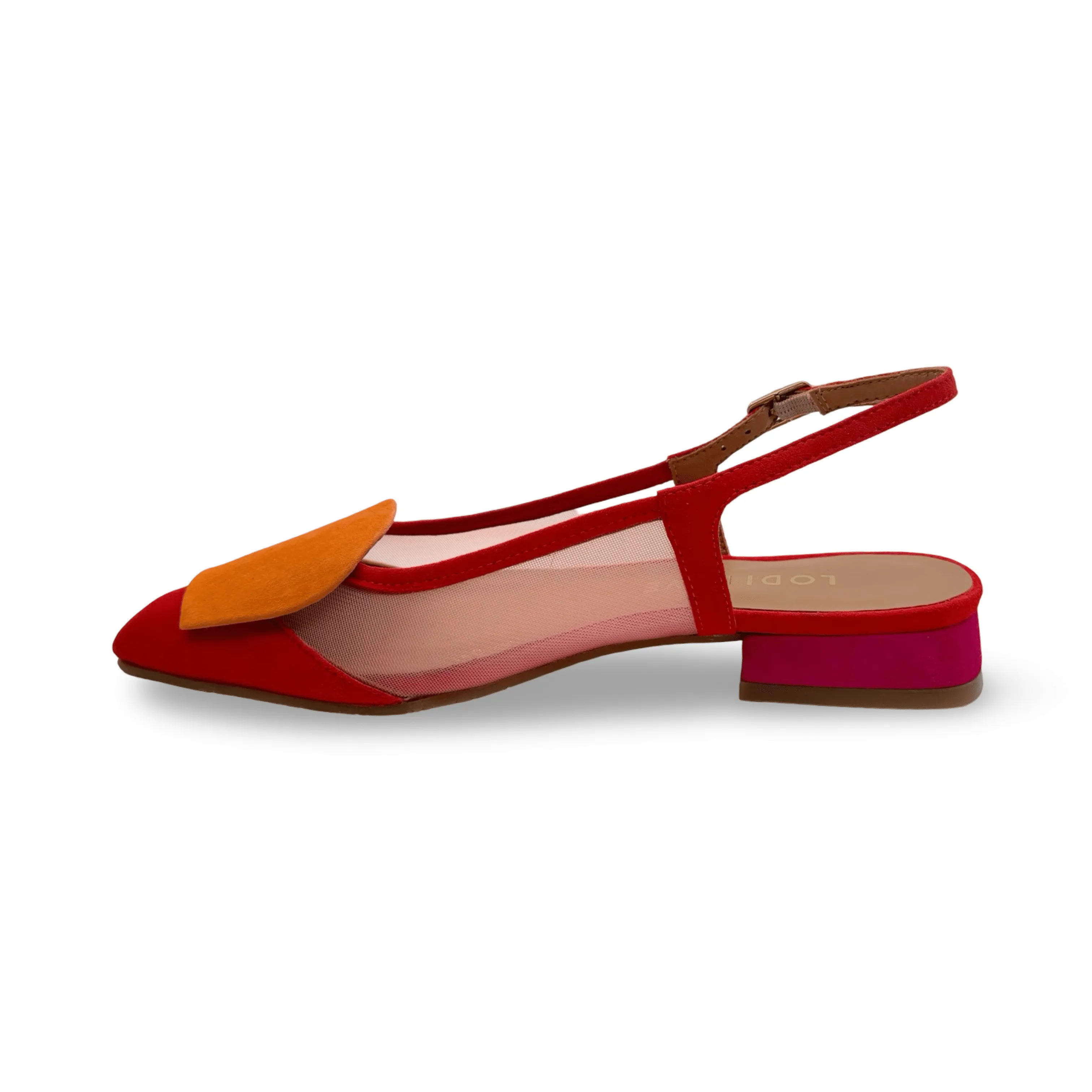 BRO5264 Red Multi Slingback Flat