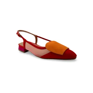 BRO5264 Red Multi Slingback Flat