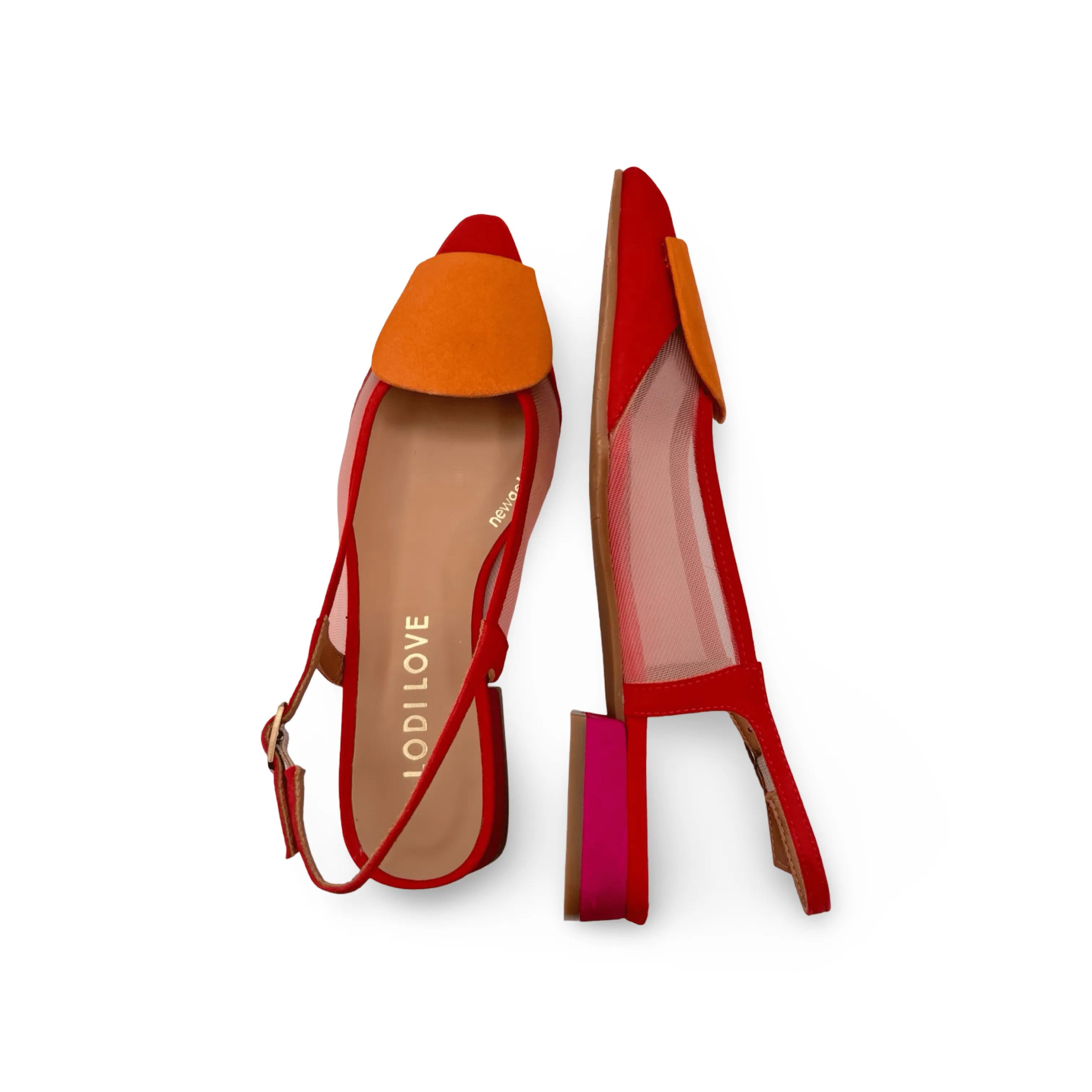 BRO5264 Red Multi Slingback Flat