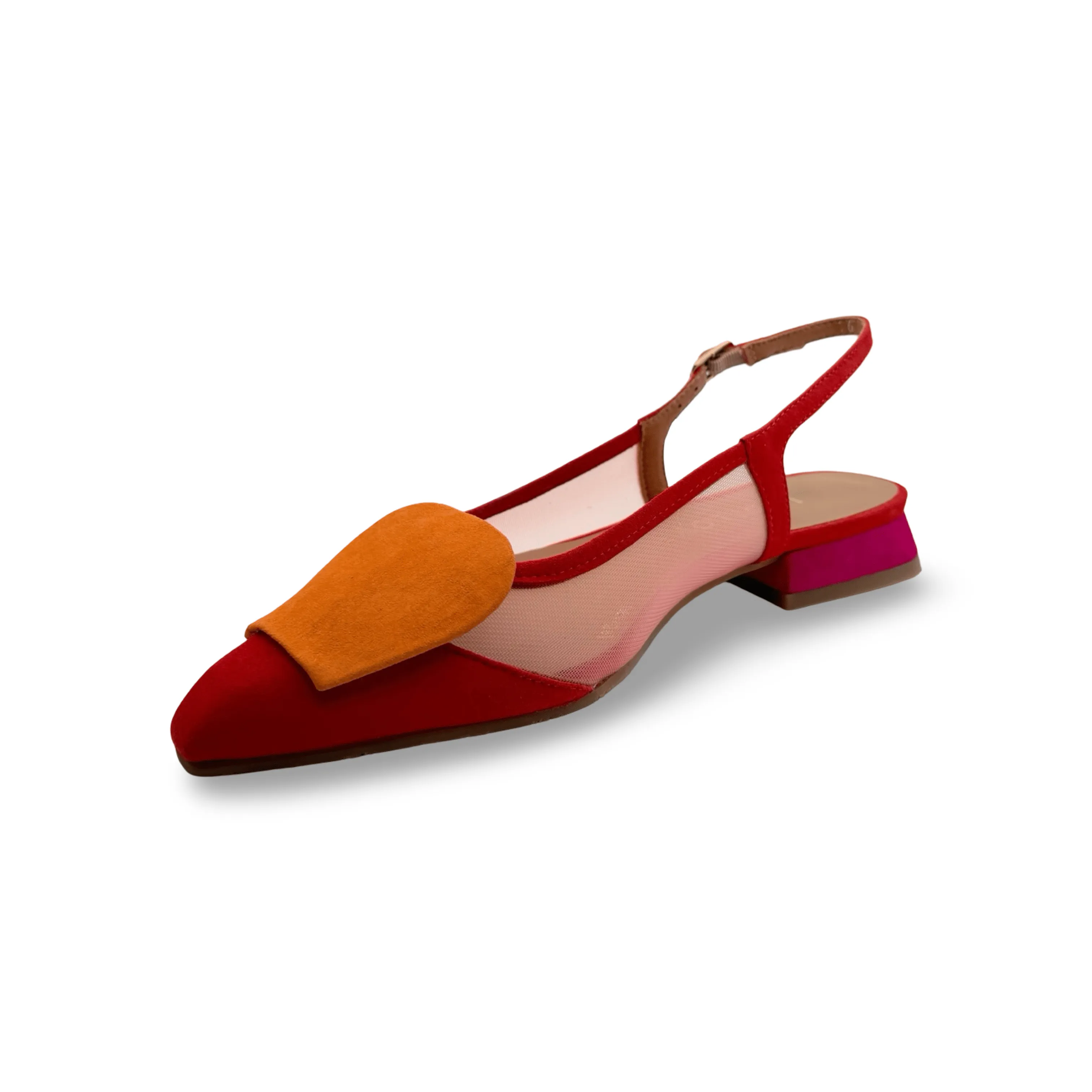 BRO5264 Red Multi Slingback Flat