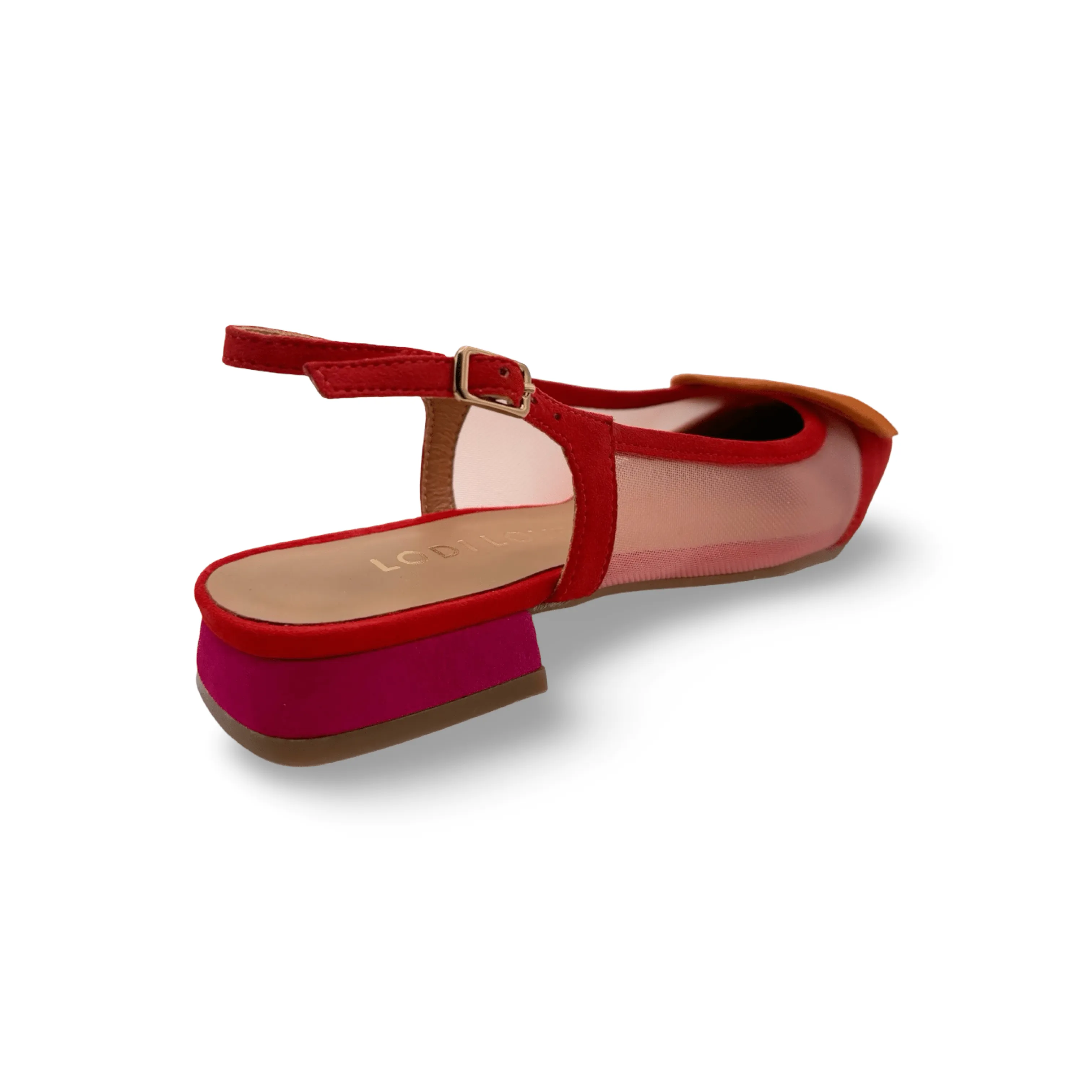 BRO5264 Red Multi Slingback Flat