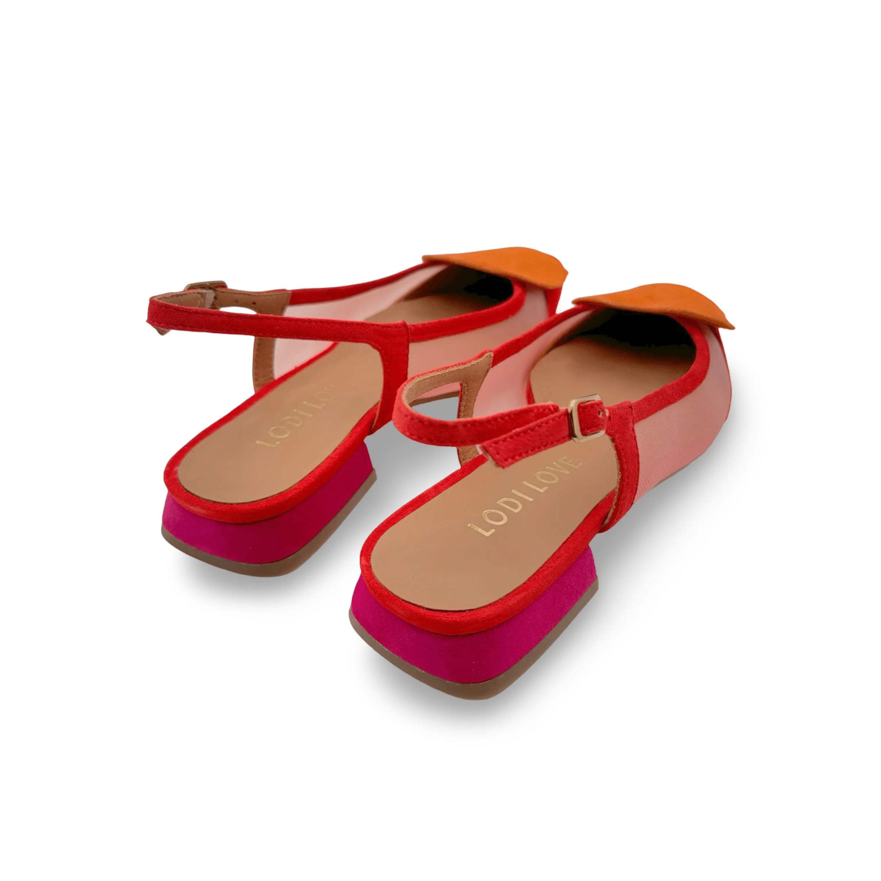 BRO5264 Red Multi Slingback Flat