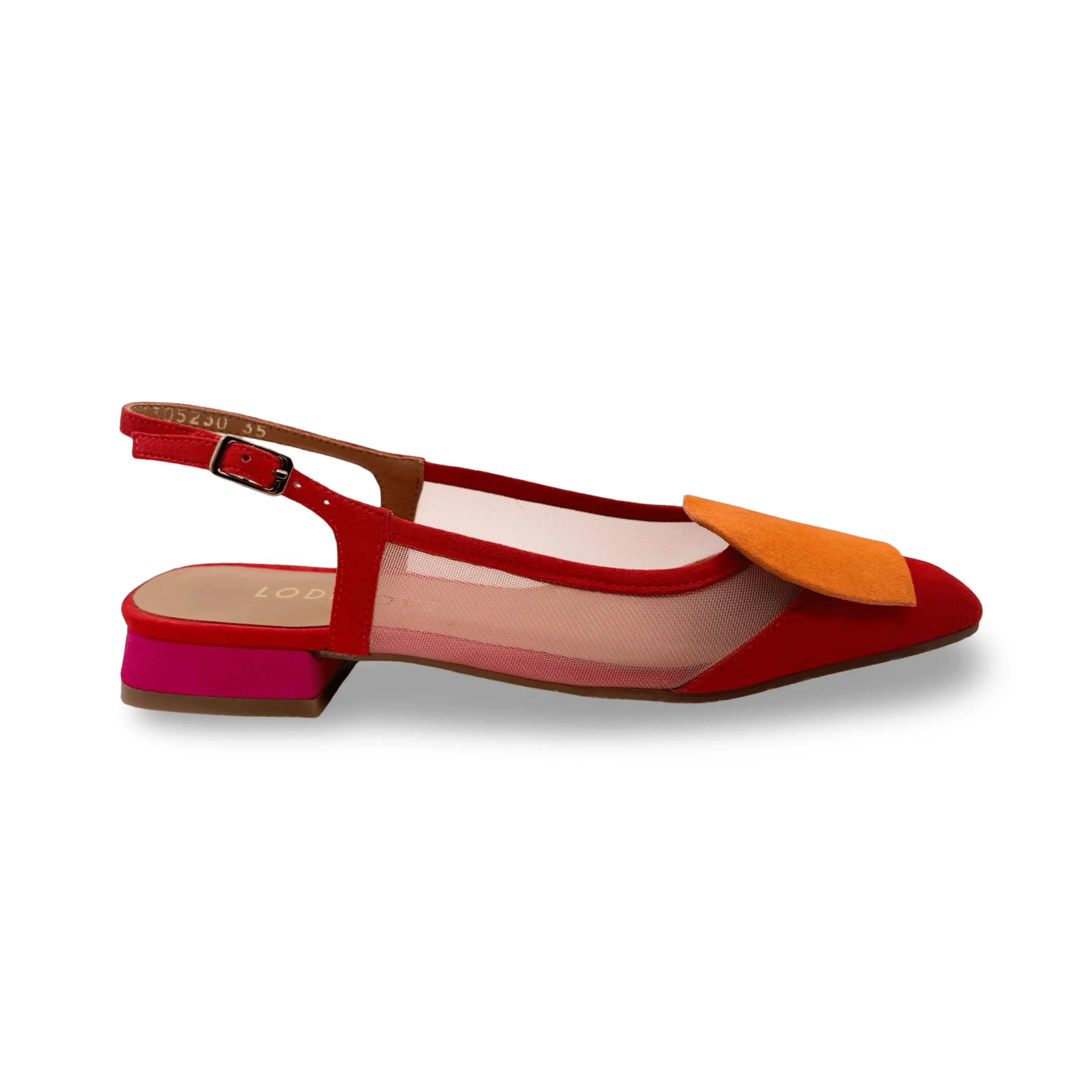 BRO5264 Red Multi Slingback Flat