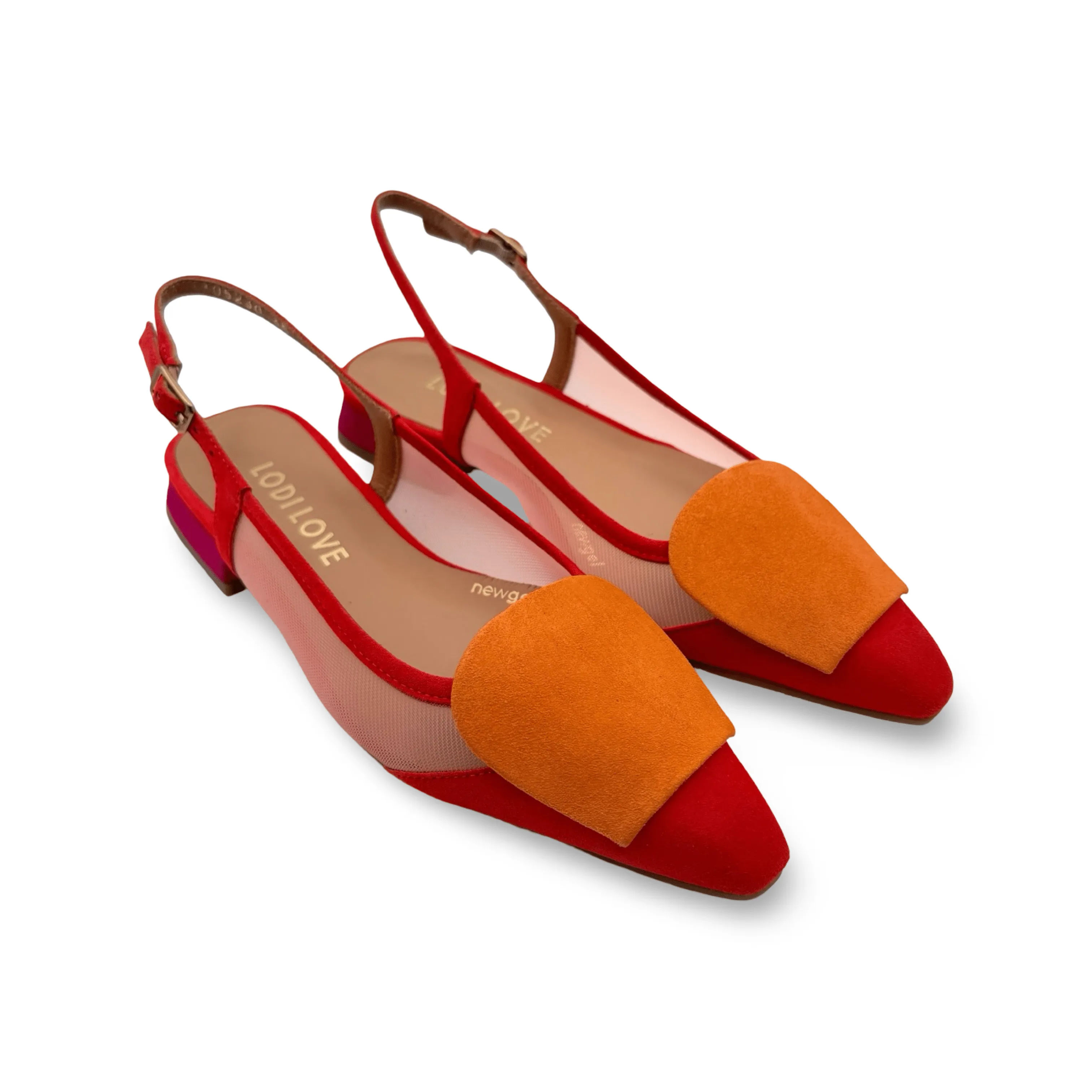 BRO5264 Red Multi Slingback Flat