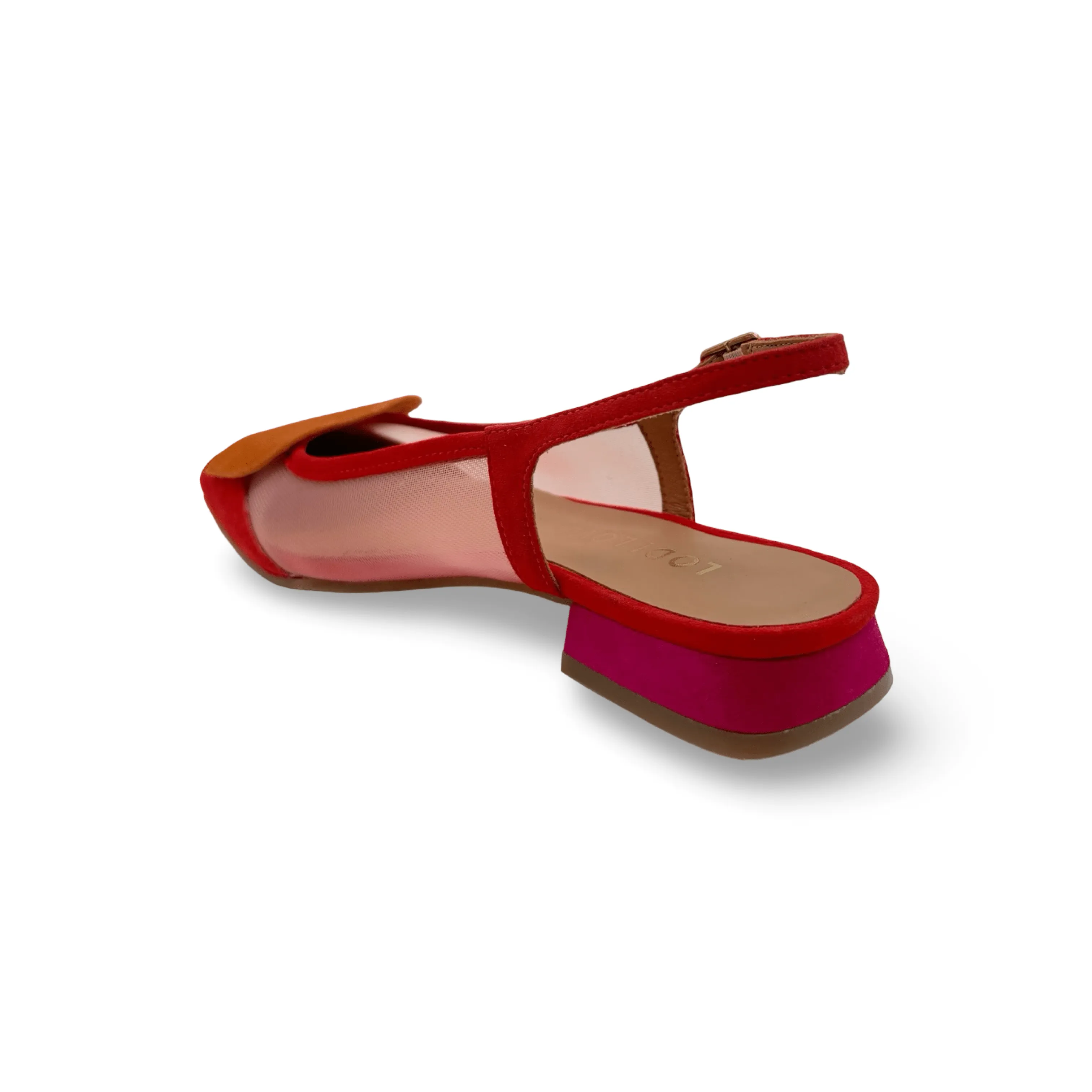BRO5264 Red Multi Slingback Flat