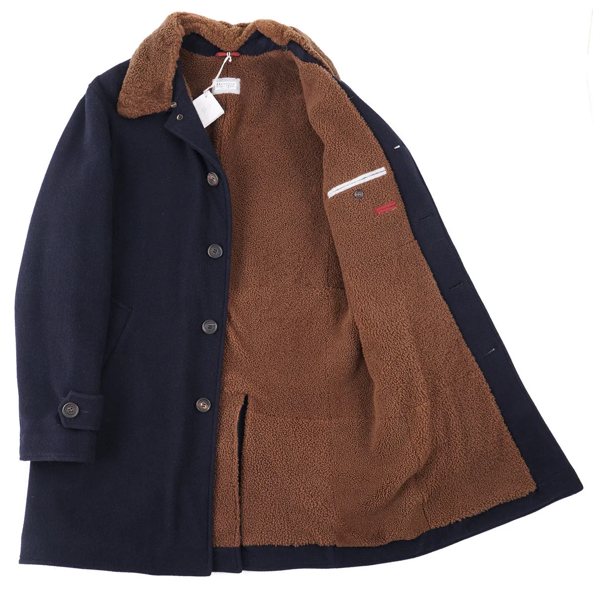 Brunello Cucinelli Cashmere Coat with Shearling Lining Clothing_Brunello-Cucinelli