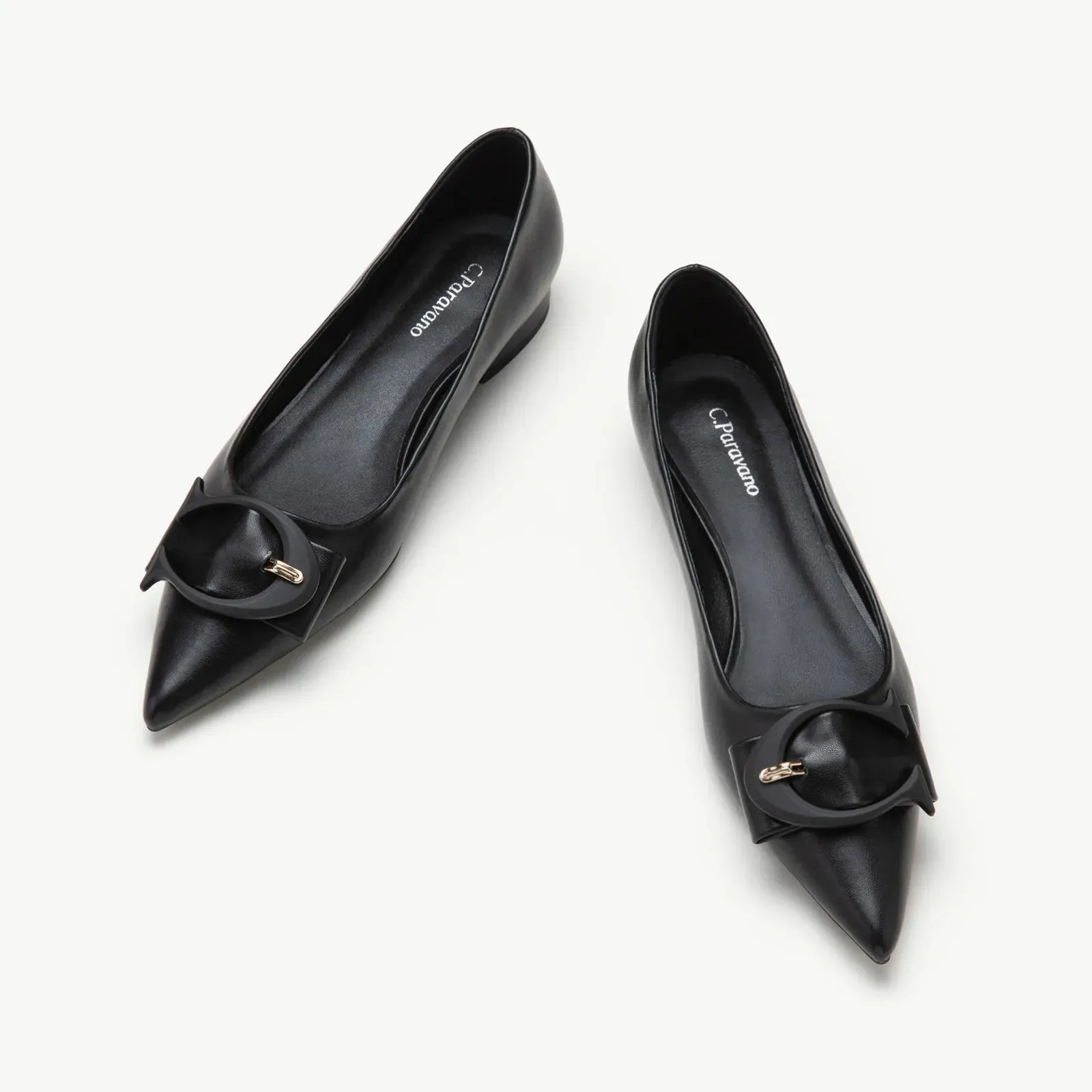 C Buckle Pointed Toe Flats (Aida) (SALE)