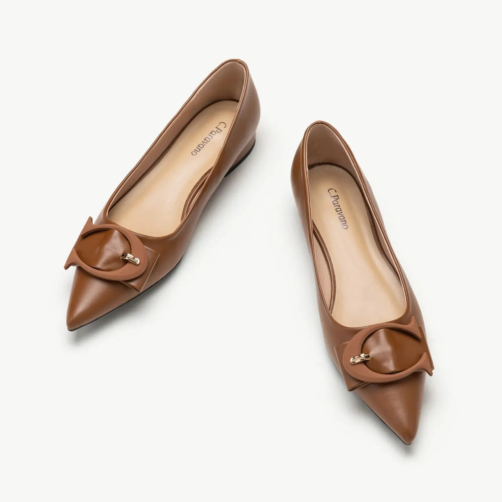 C Buckle Pointed Toe Flats (Aida) (SALE)