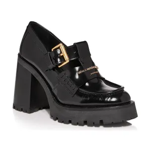 Carter Womens Block Heel Leather Loafers