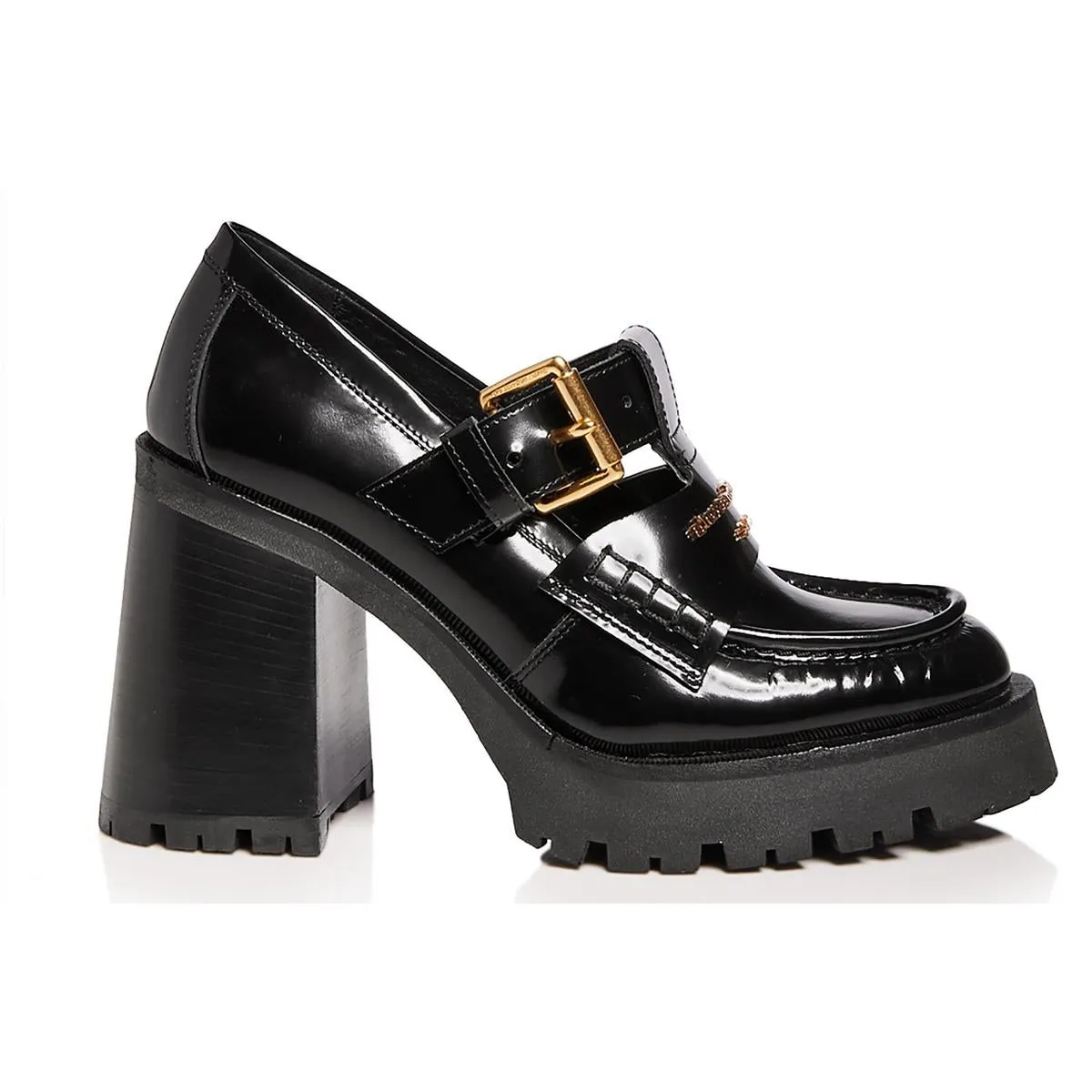 Carter Womens Block Heel Leather Loafers